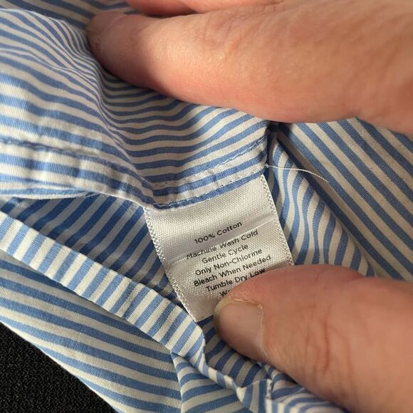 Talbots Empire Y2K Cut Blue White Stripe Sleeveless Cotton Tank M - Picture 10 of 10